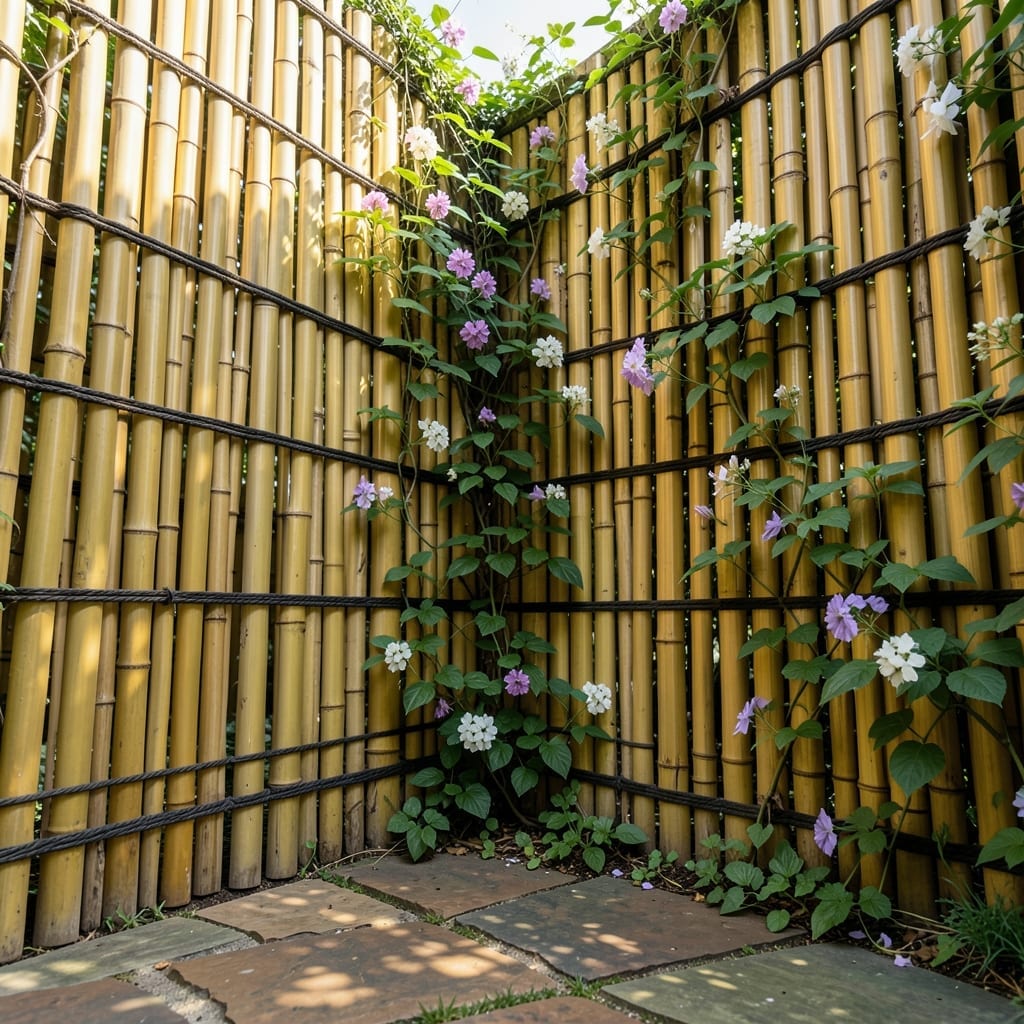 Bamboo Privacy Screen with Climbers