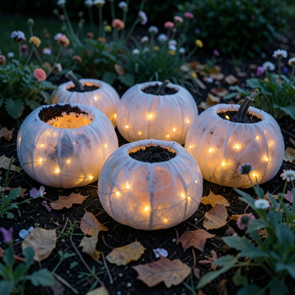 Glowing Mummy Pumpkin Planters