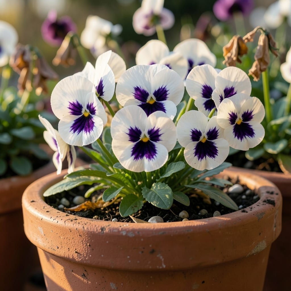 Charming White Pansies