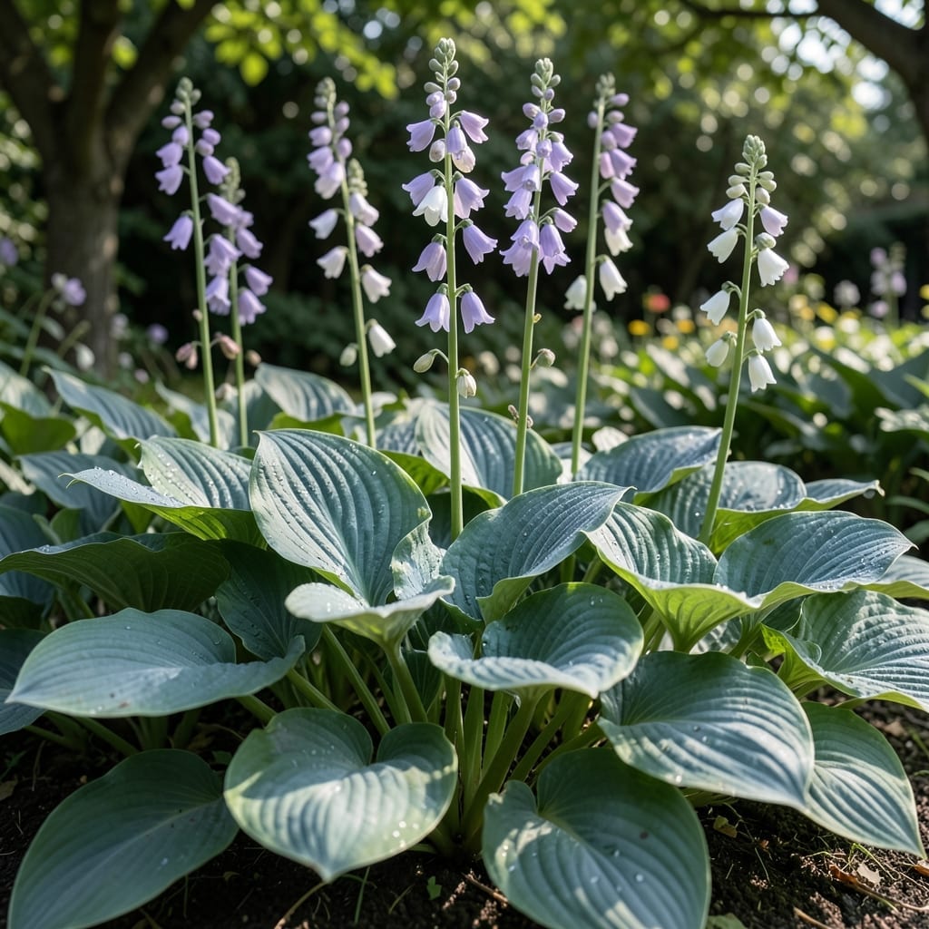 Hostas with Flowering Stems