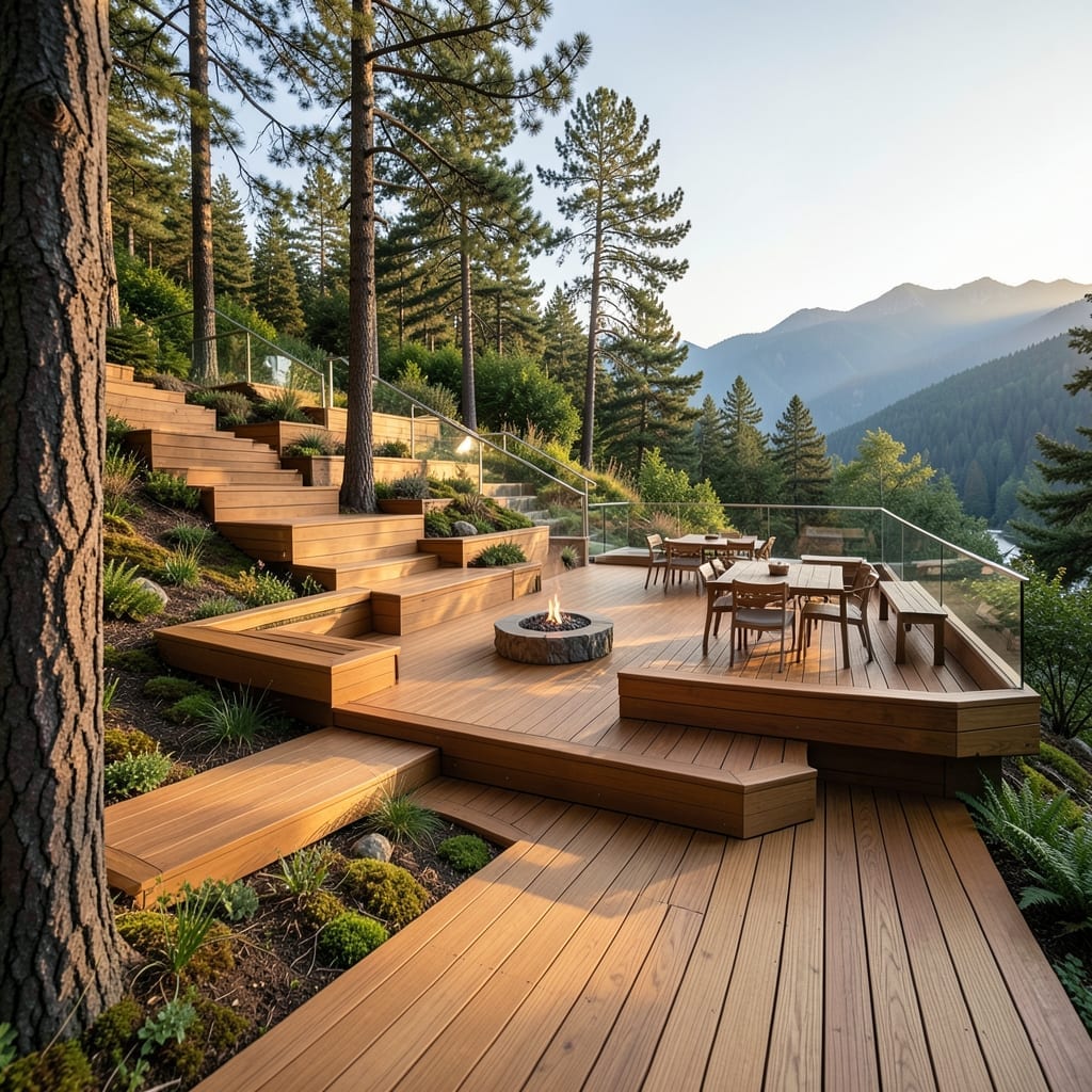 Wooden Deck with Hillside Views