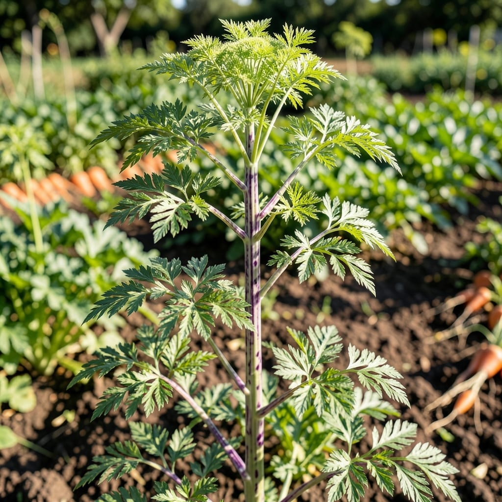 Poison Hemlock in Vegetable Rows