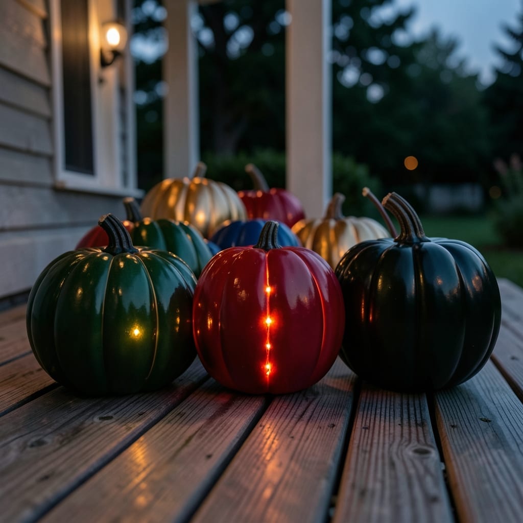 Glowing Painted Pumpkin Lanterns
