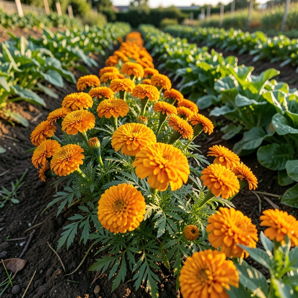Marigold Flowers Against Ants