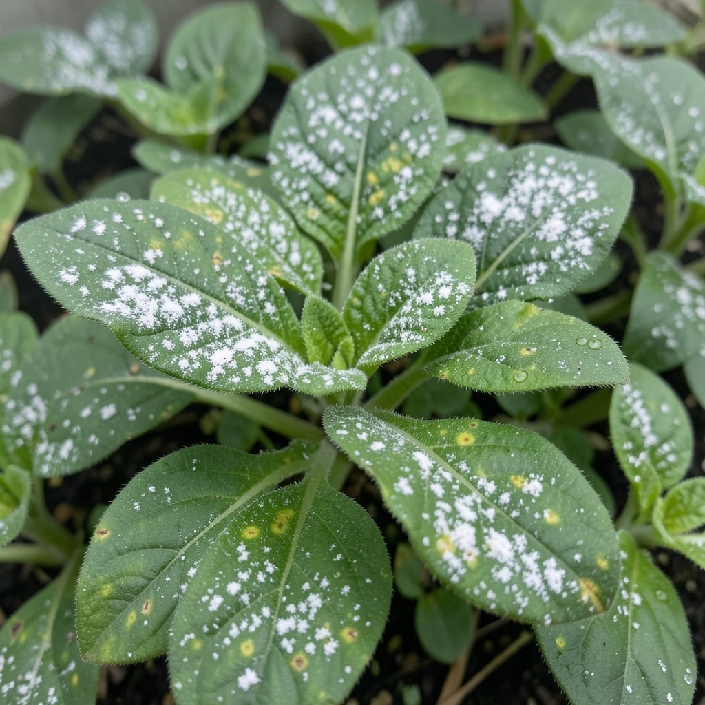 Powdery Mildew on Seedling Leaves