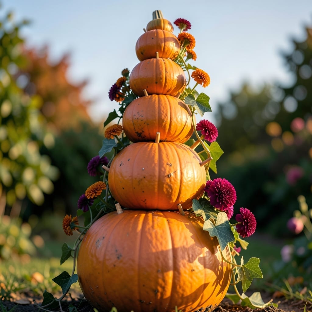 Stacked Pumpkin Tower Garden