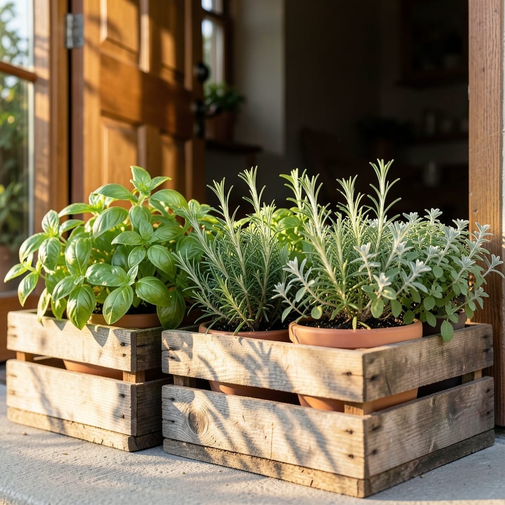 Herb Garden Doorway Planters