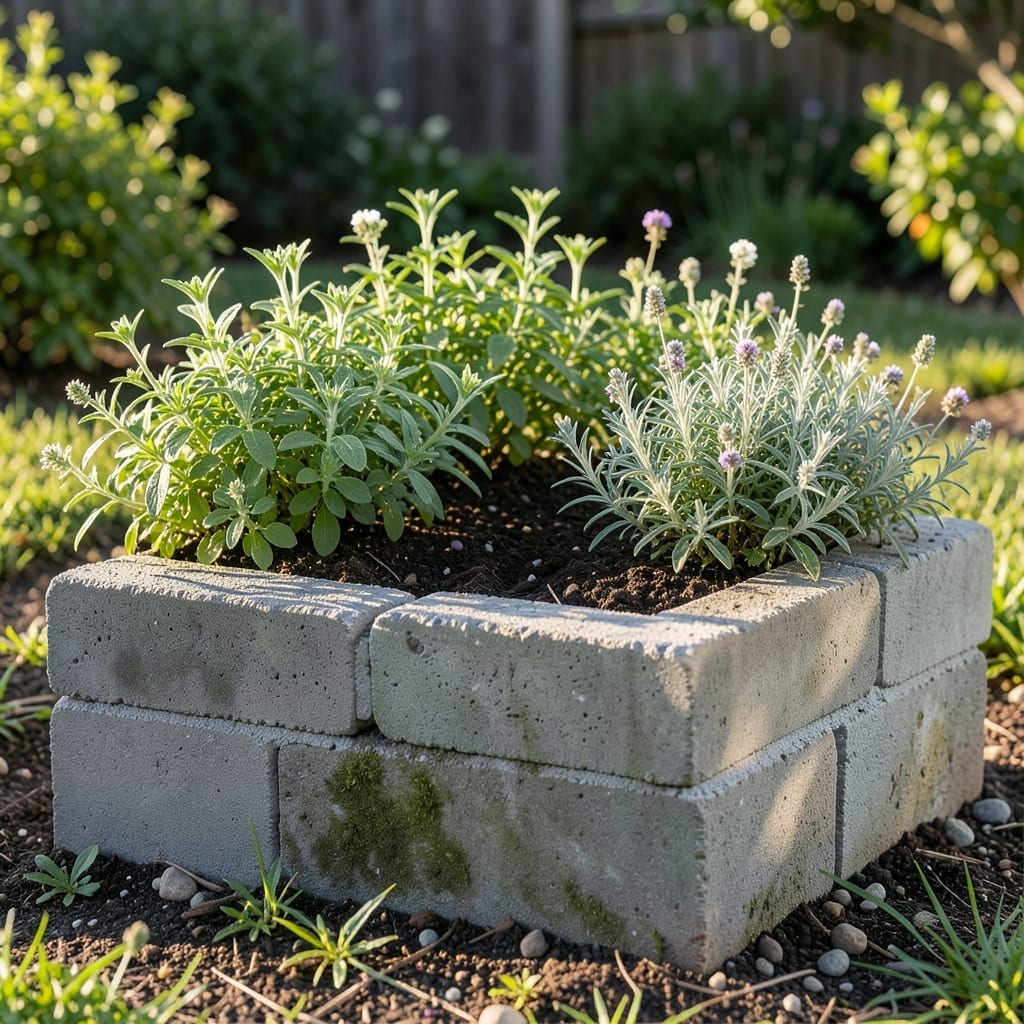 Cinder Block Raised Herb Bed