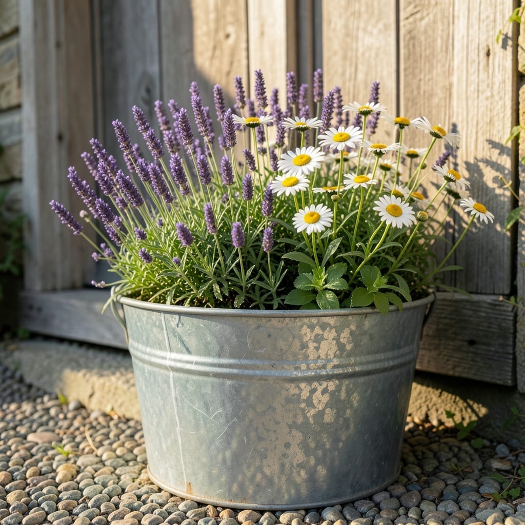 Rustic Galvanized Tub Garden