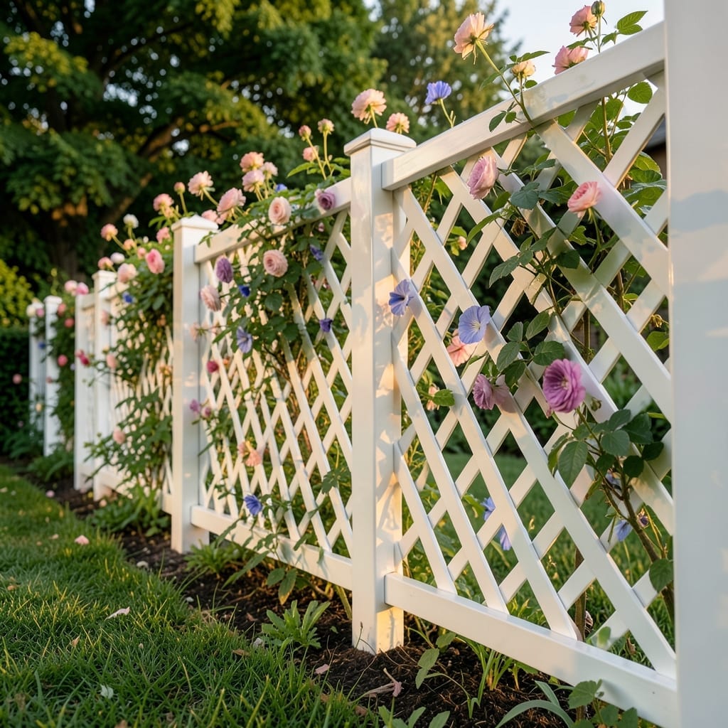 Vinyl Picket Fence with Lattice