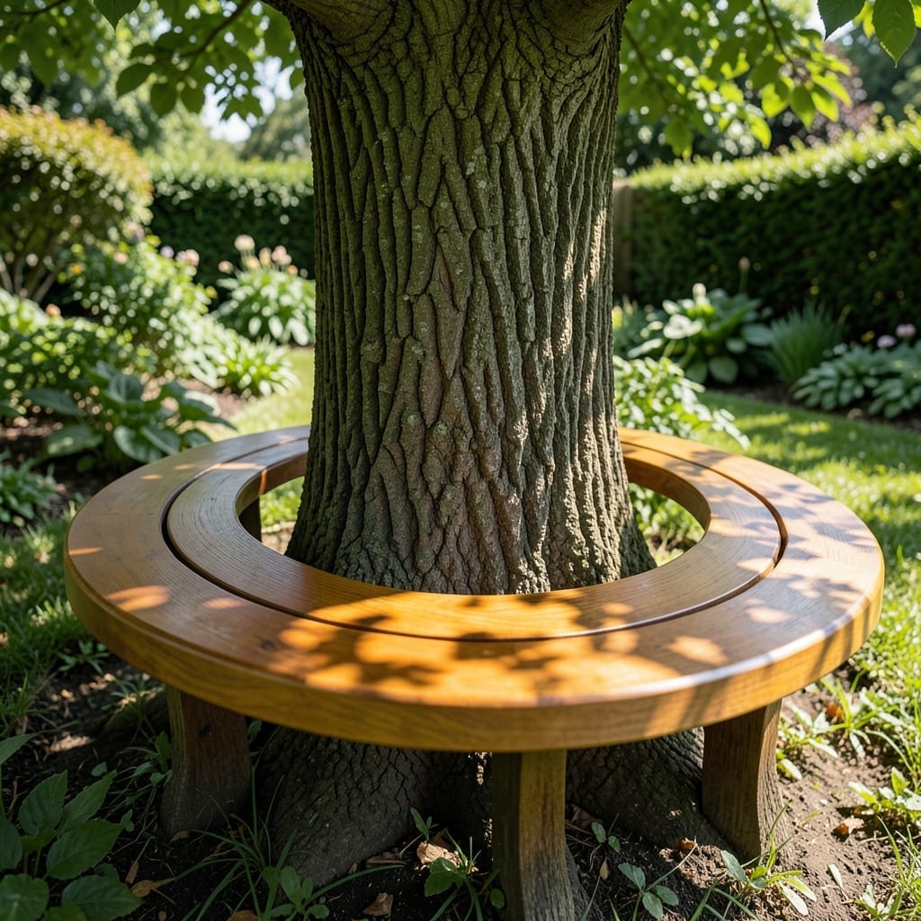 Classic Circular Wooden Bench