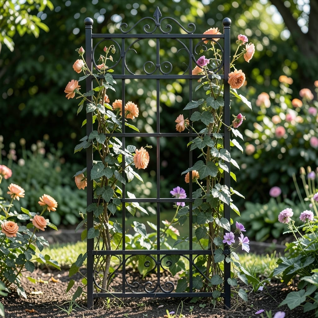 Metal Trellis with Climbing Vines