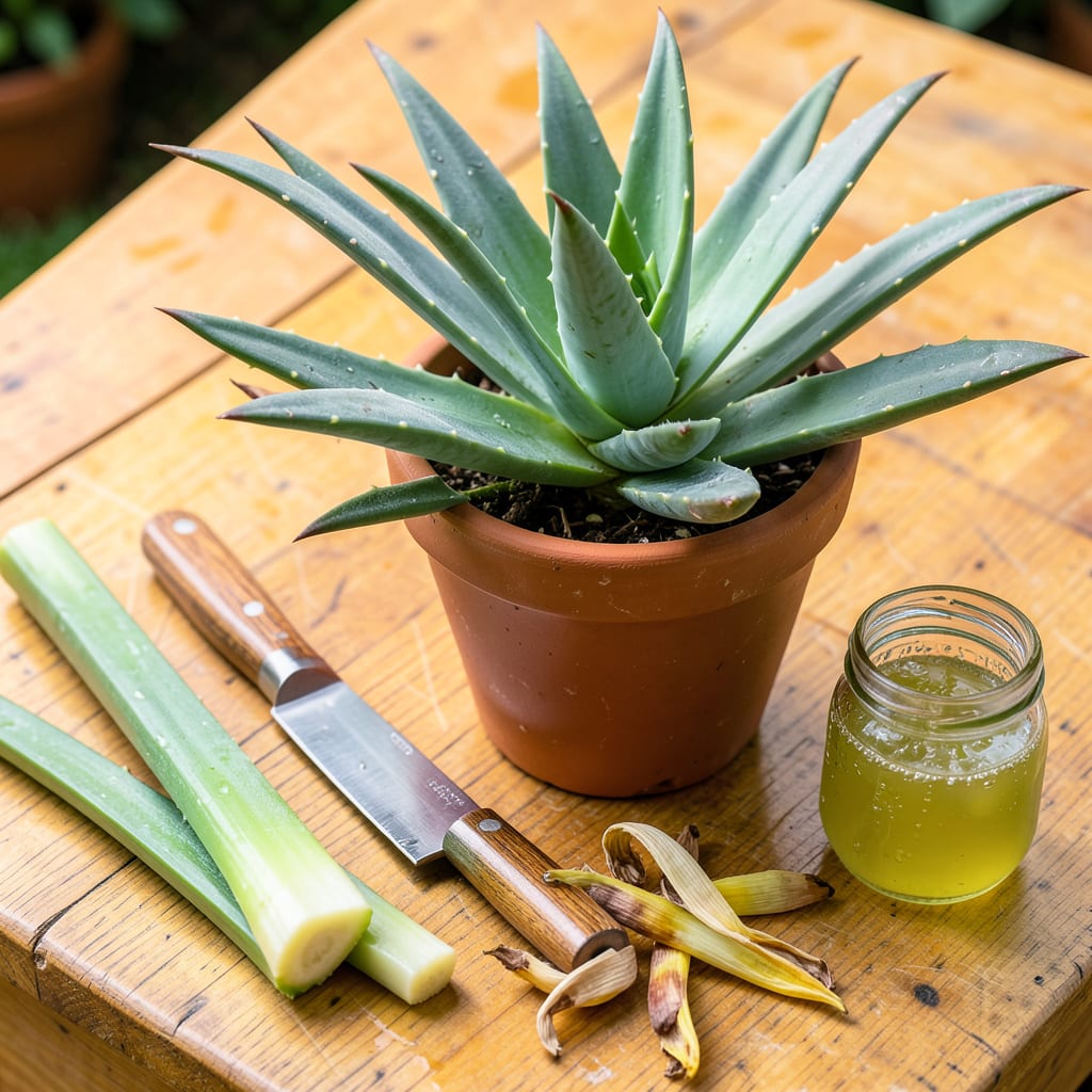 Aloe Plant Pruning: Step by Step for Healthier Growth and Propagation example with annotations