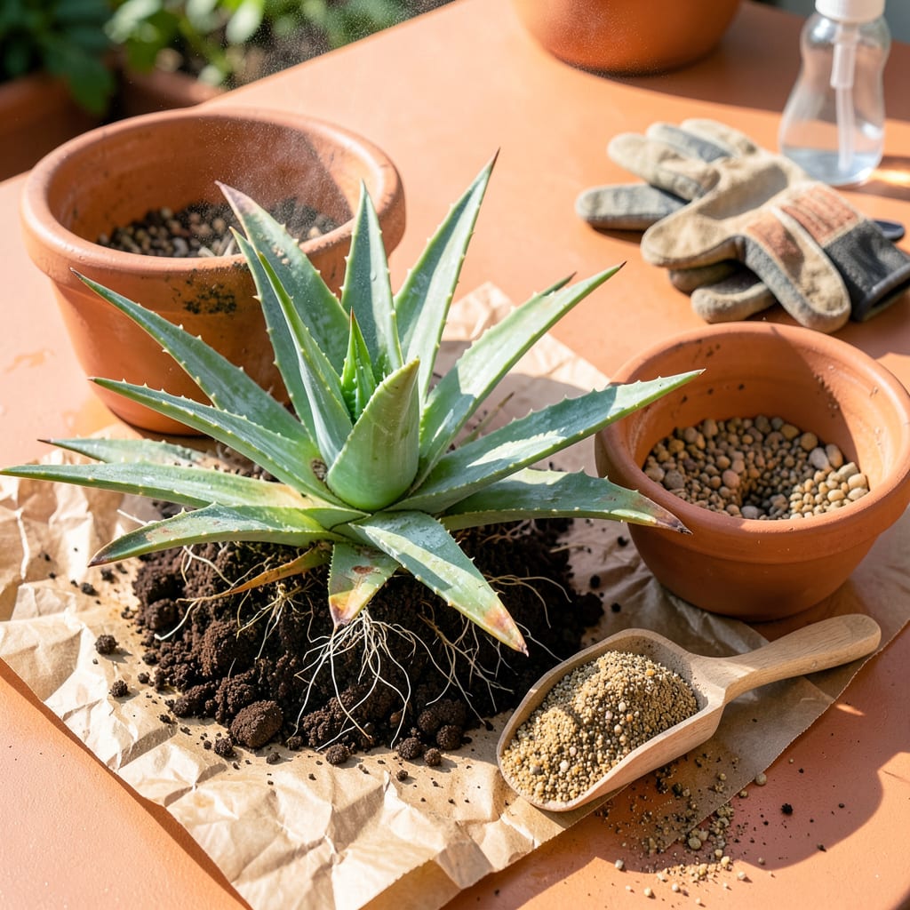 Aloe Plant Transplanting: Step by Step for Stress Free Growth example with annotations
