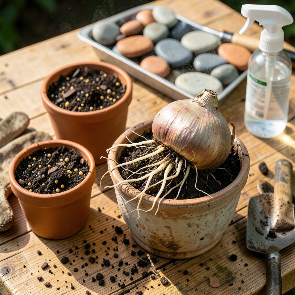Amaryllis Transplanting: Step by Step Guide for Thriving Blooms illustration with key details