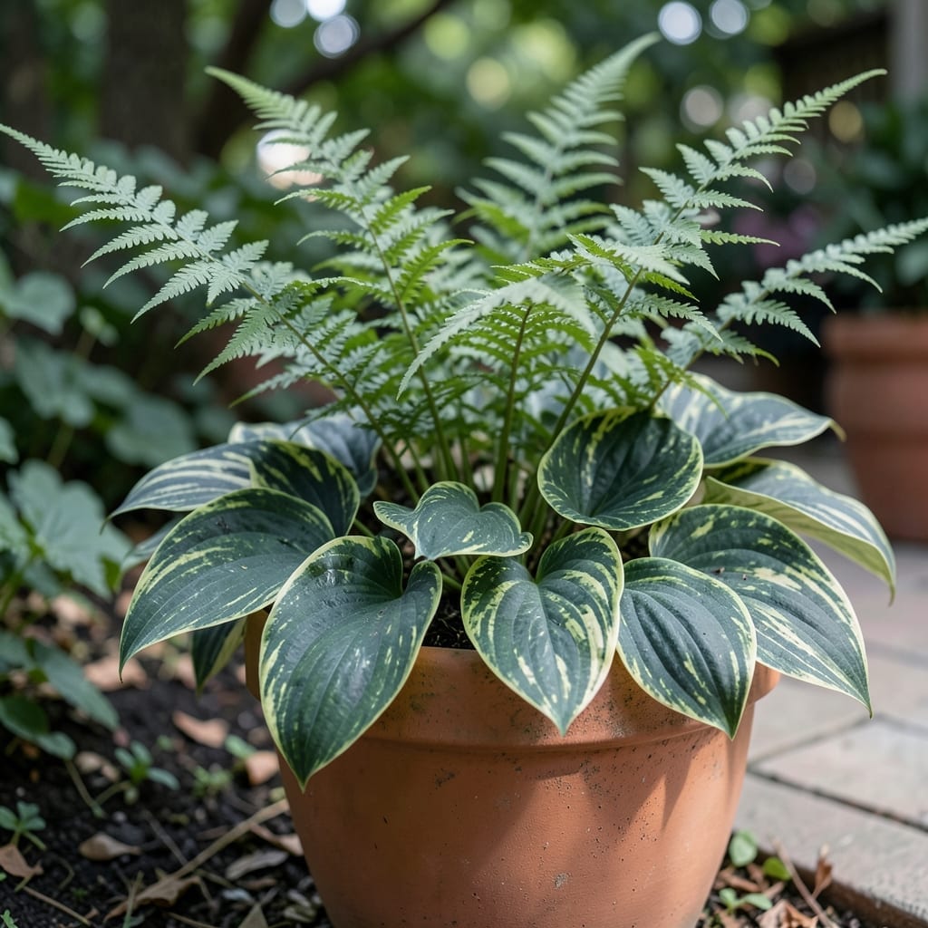 Fern and Hostas Shade Combo