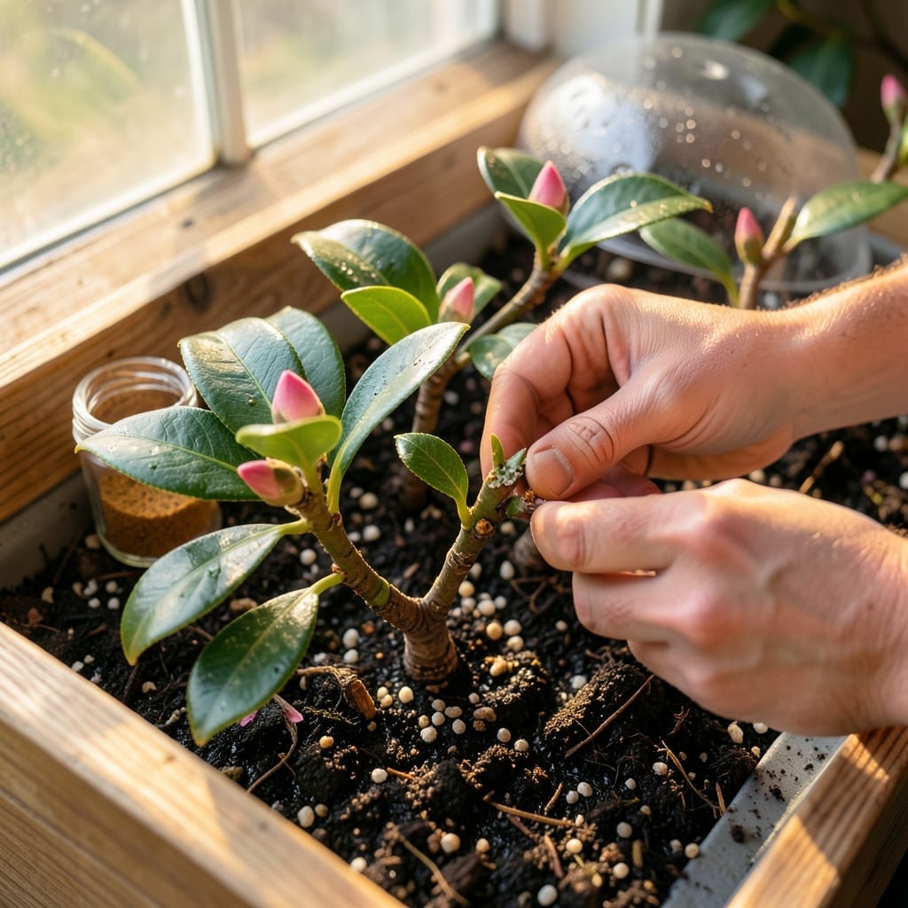 Propagating Pink Perfection Camellia