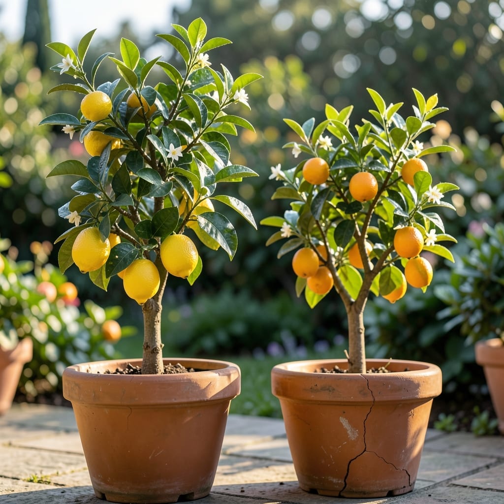 Dwarf Citrus Trees in Pots