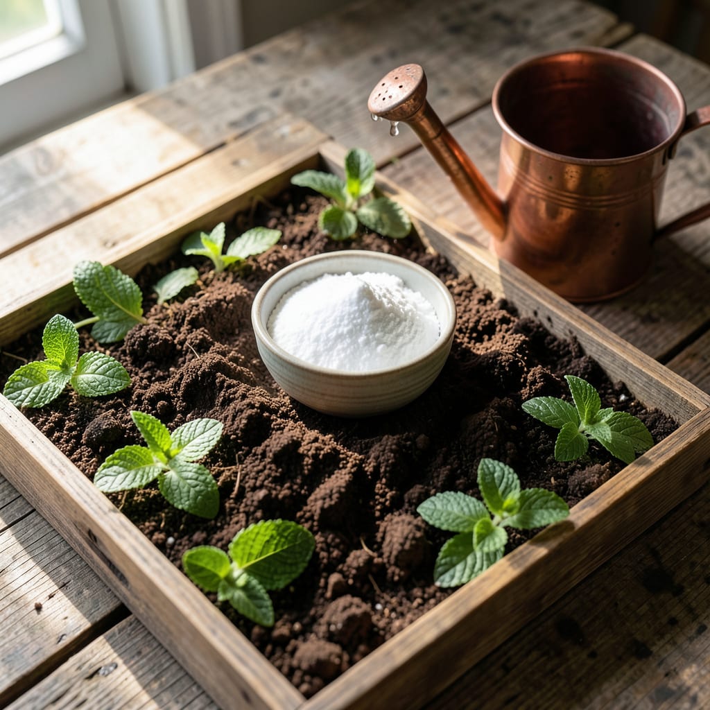 Visual representation of baking soda for plants fungus