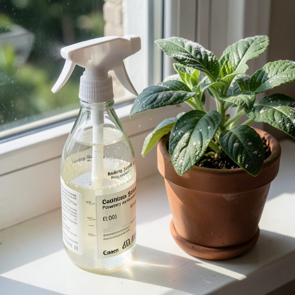 Baking Soda Solution for Powdery Mildew: Natural Fungicide for Healthy Plants example with annotations