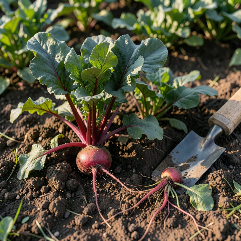 Beetroot Seed to Harvest Time: Garden Grow Guide for Sweet Roots example with annotations