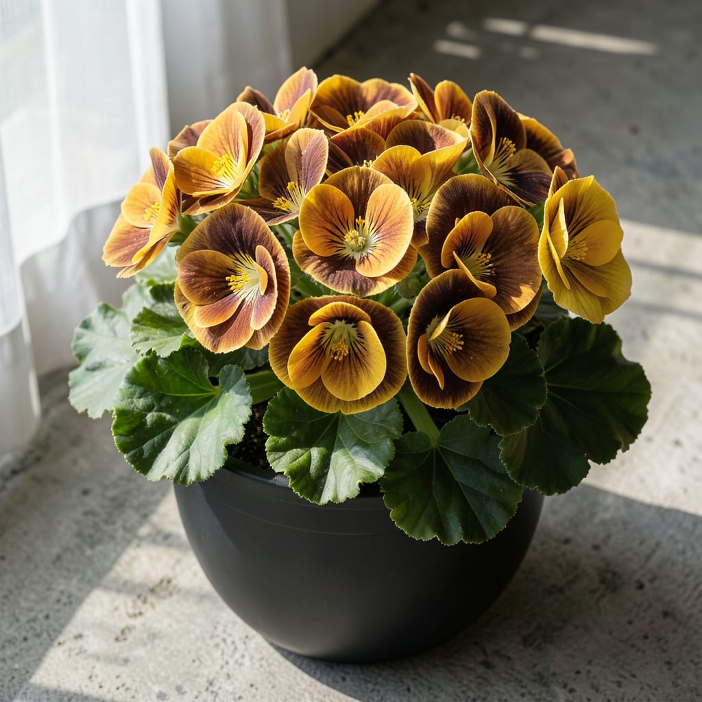 Begonia Nonstop Mocca Yellow: Vibrant Blooms for Season Long Color illustration with key details