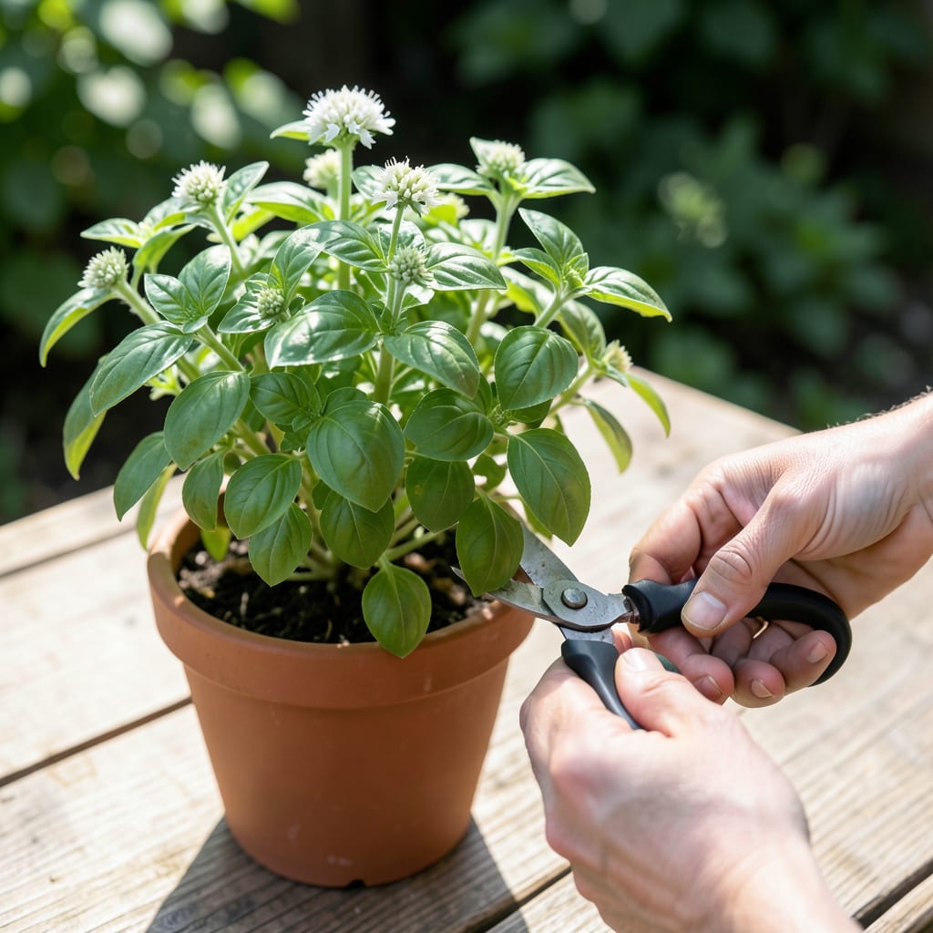 Best Way to Pick Fresh Basil: Preserve Flavor and Encourage Regrowth example with annotations