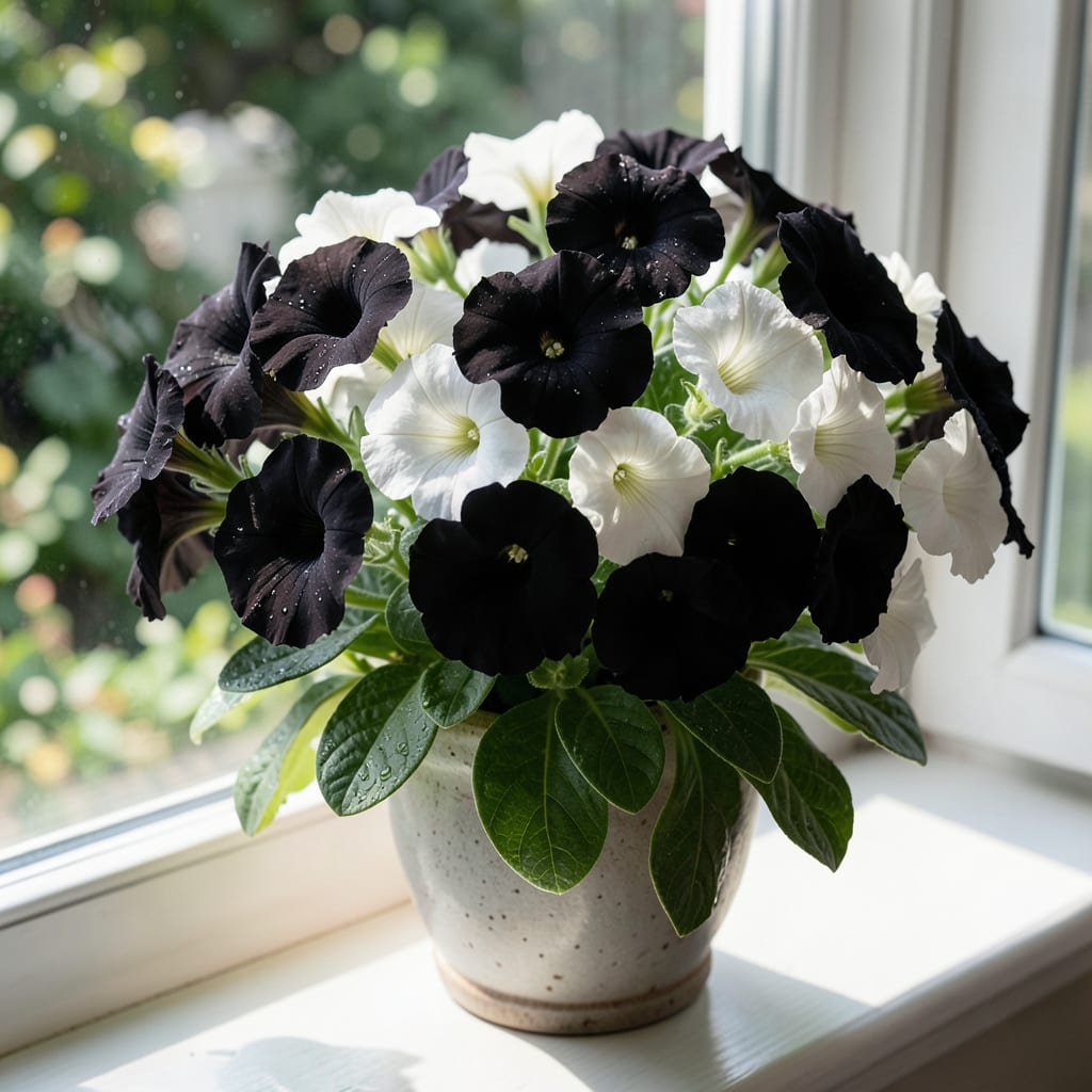 Black And White Petunias: Striking Contrast for Garden Borders detailed visual guide