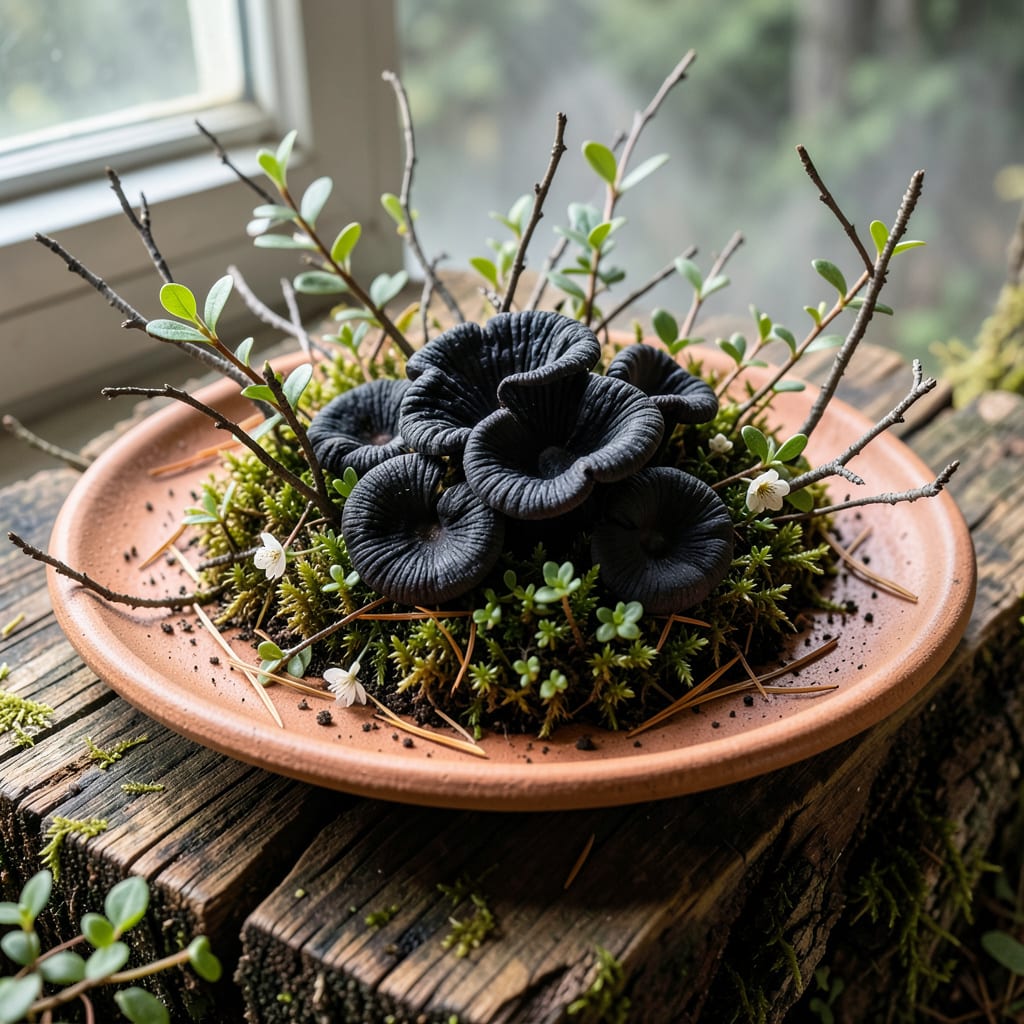 black fungus on shrubs illustration with key details