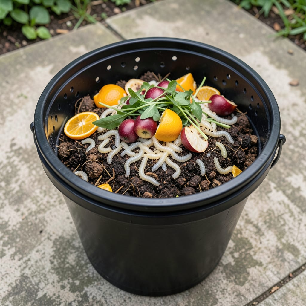 Visual representation of black soldier fly compost