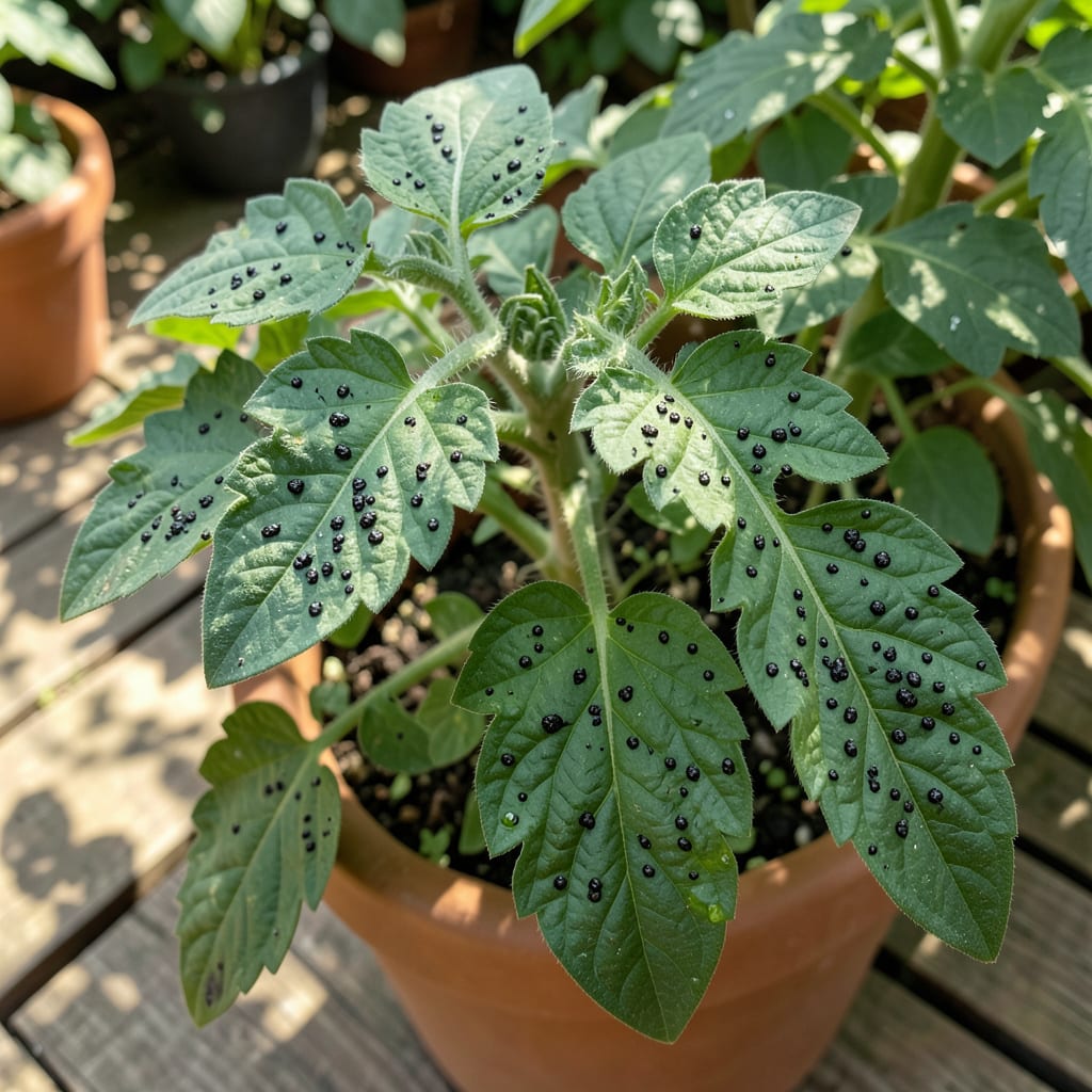 Comprehensive black specks on tomato leaves visual reference