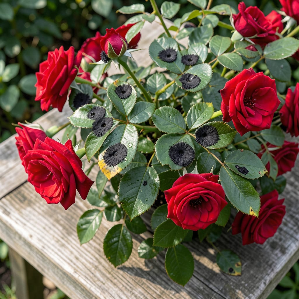 Black Spot On Rose Bush: Immediate Action for Healthy Blooms example with annotations