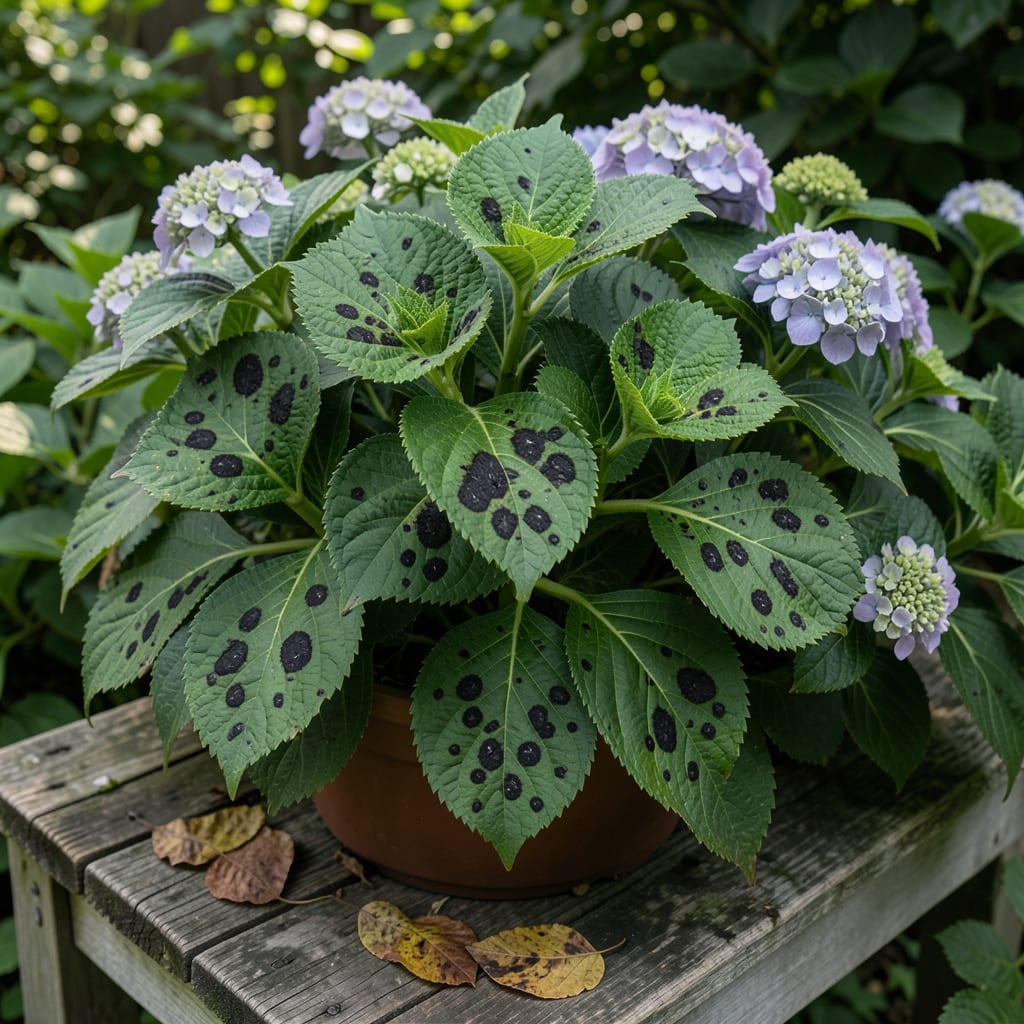 Black Spots on Hydrangea Plants: Fungal Infections and Organic Remedies detailed visual guide