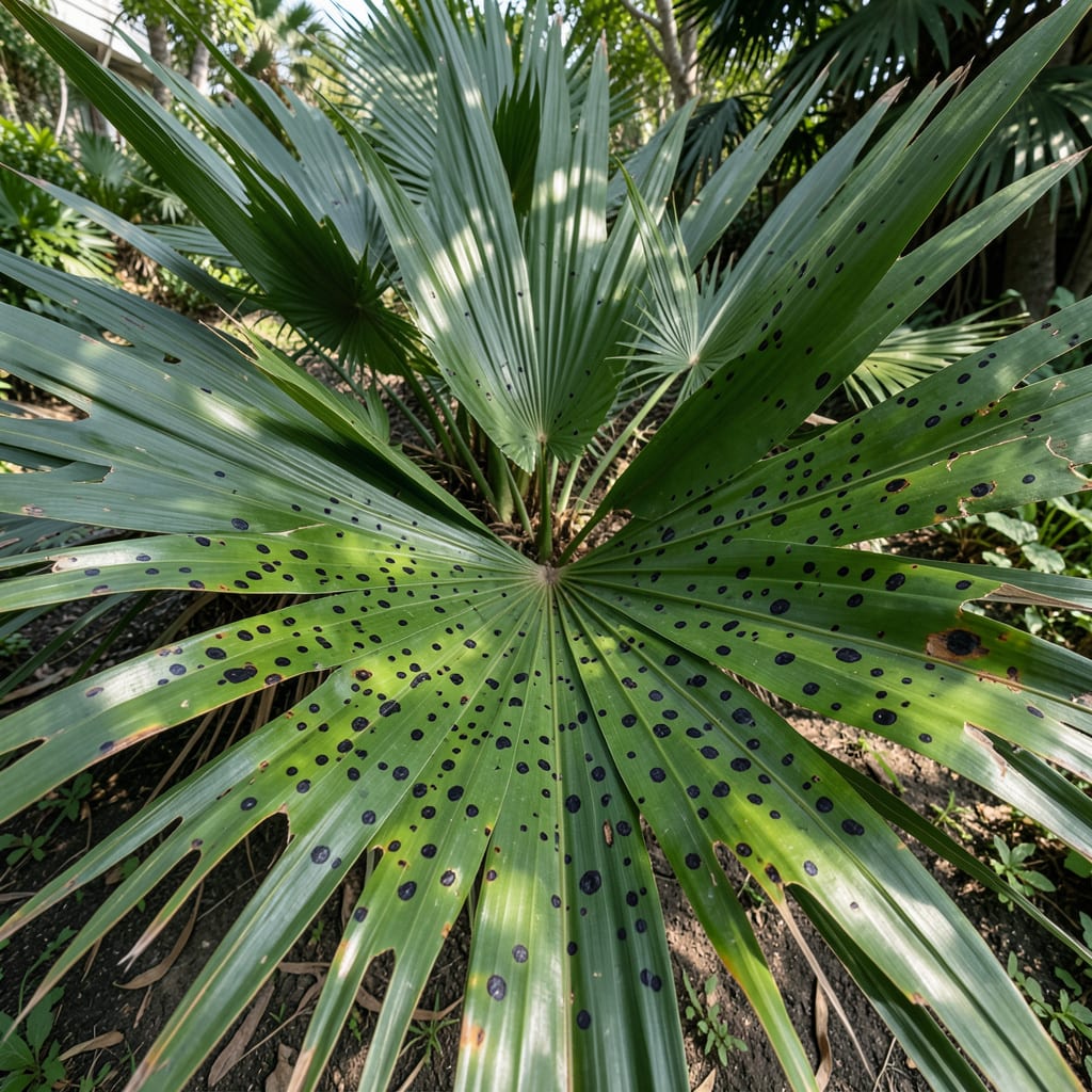 Black Spots on Palm Tree Leaves: Early Symptoms and Organic Remedies detailed visual guide