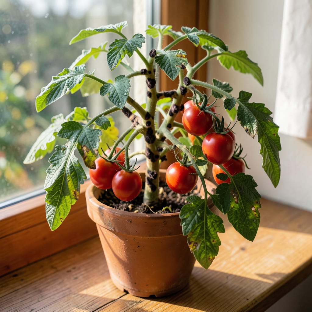 Black Spots On Tomato Plant Stems: Early Signs And Fast Solutions illustration with key details