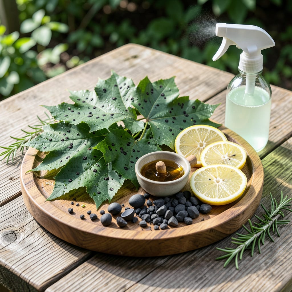 Visual representation of Black Spots on Tree Leaves Treatment: Organic Fungal Remedies