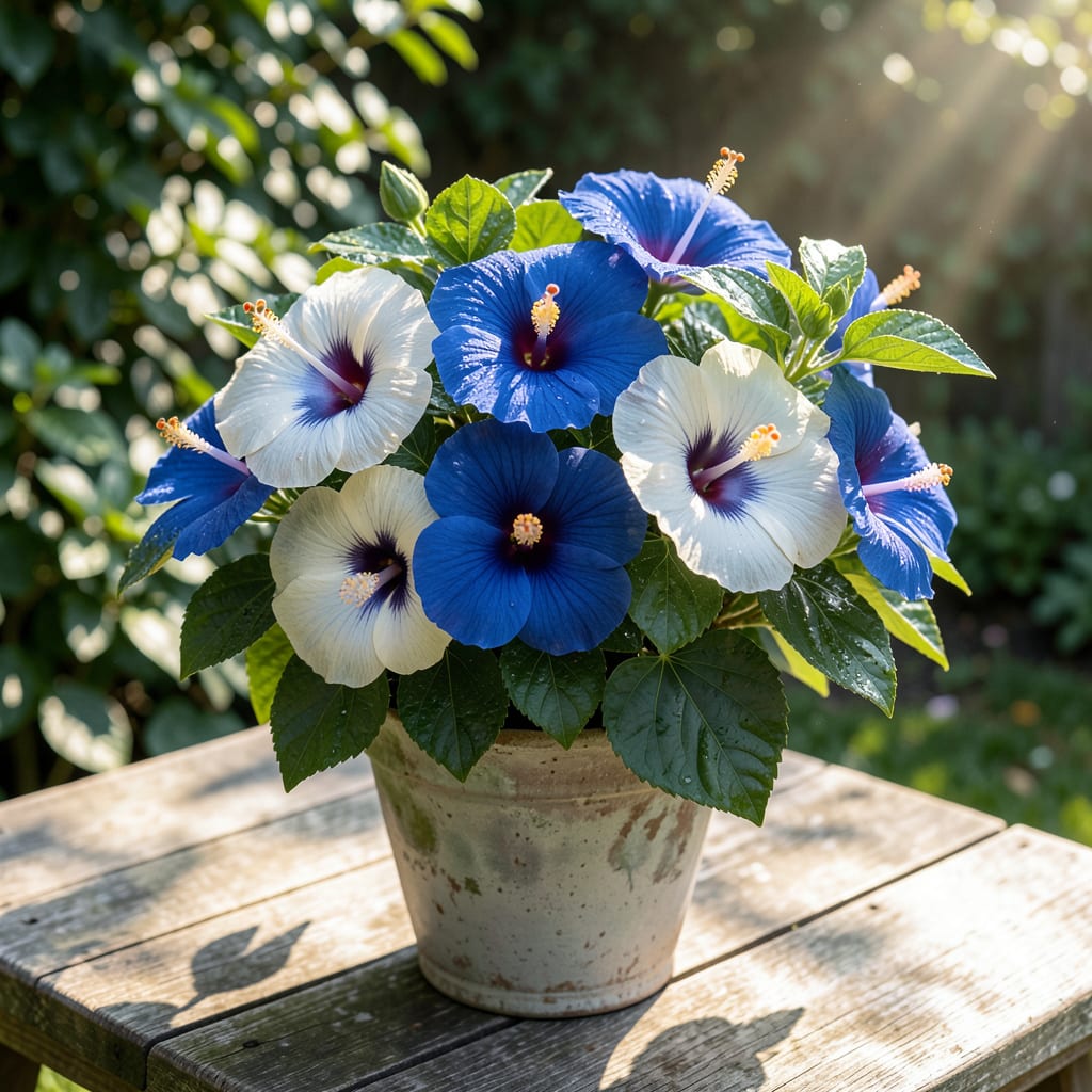 Visual representation of Blue and White Hibiscus: Tropical Elegance for Your Garden