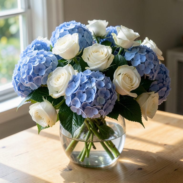 Blue Hydrangea With White Roses: Romantic Garden Pairing for Timeless Elegance Blue Hydrangea With White Roses: Romantic Garden Pairing for Timeless Elegance