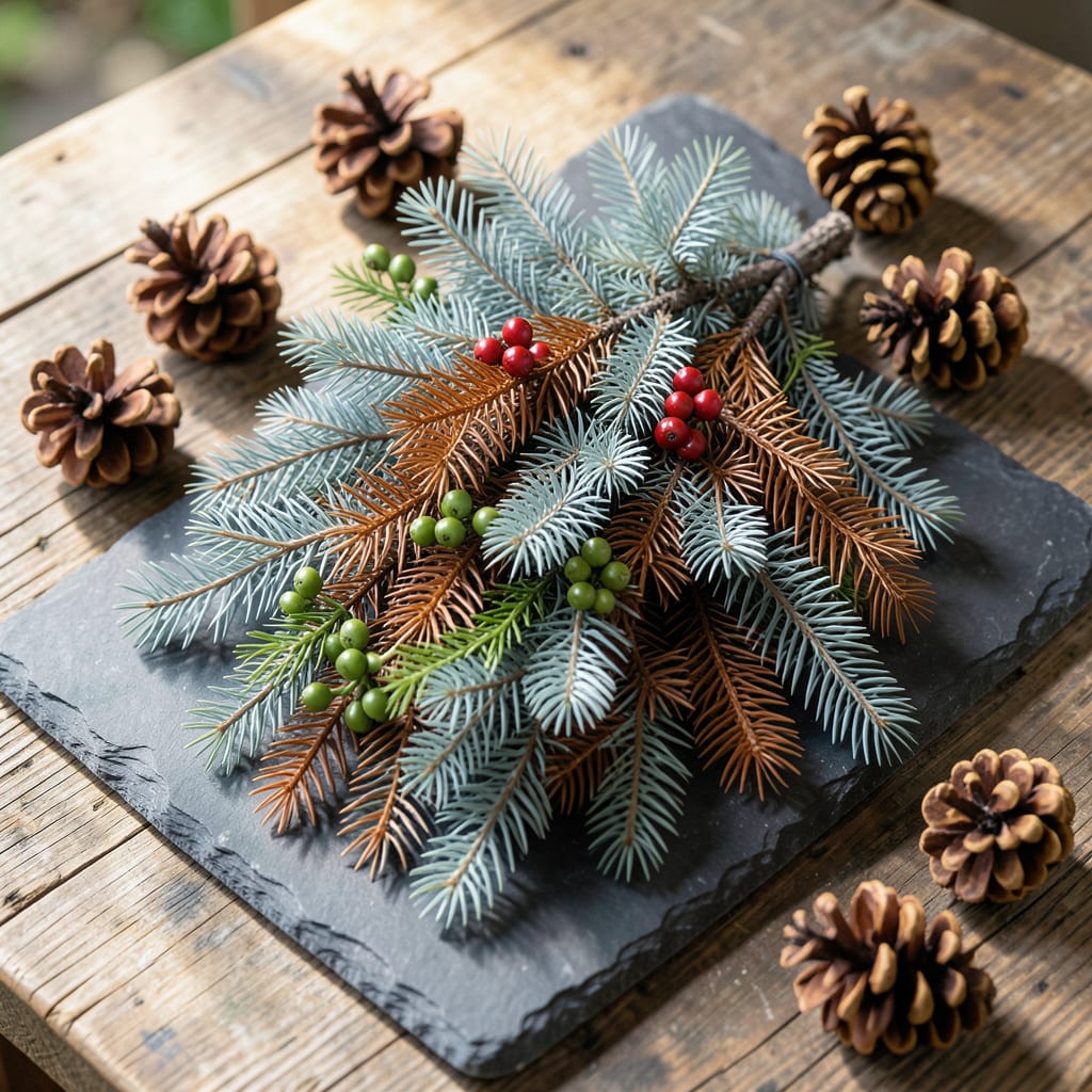 blue star juniper turning brown illustration with key details