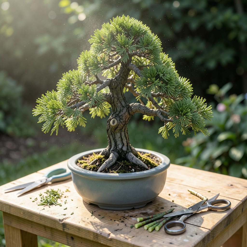 Bonsai Tree Pruning: Step by Step Guide for Healthy Growth and Shape example with annotations