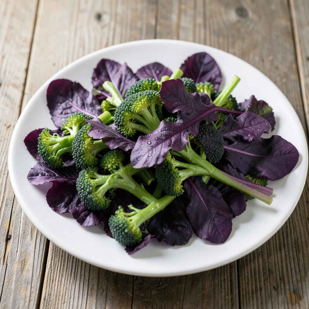 Complete broccoli leaves turning purple overview image