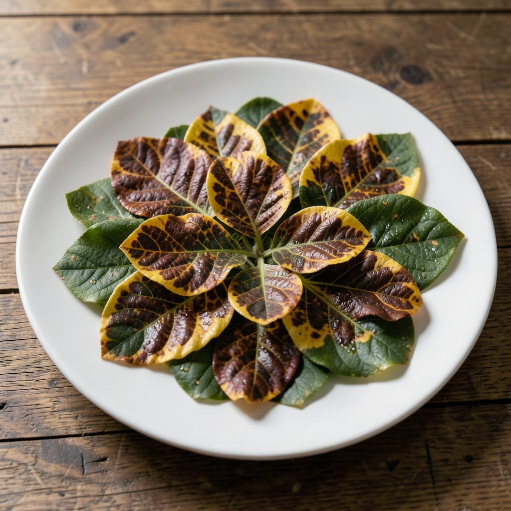 Brown and Yellow Spots on Leaves: Early Detection and Plant Rescue Plan example with annotations