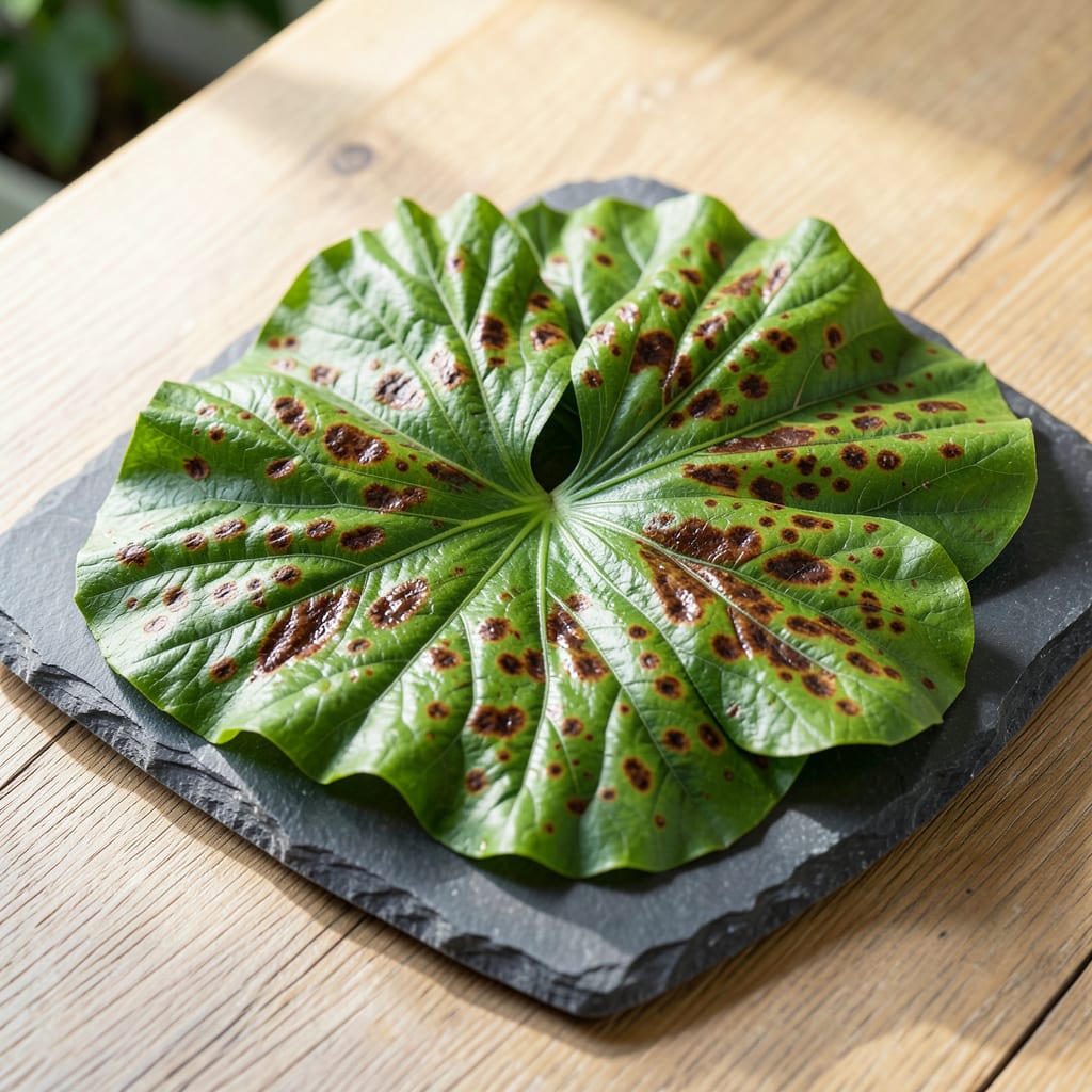 Brown Spots on Hibiscus Leaves: Visual Diagnosis and Plant Rescue Tactics example with annotations