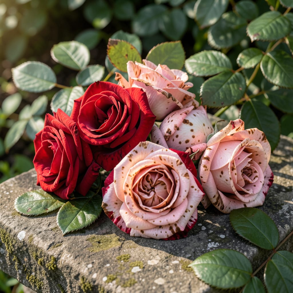 Comprehensive brown spots on roses visual reference