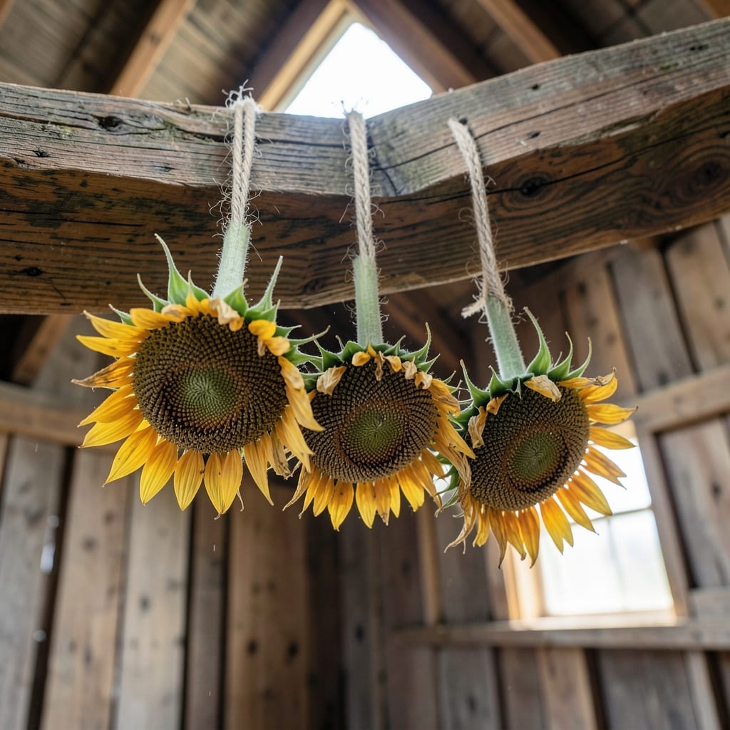 Drying Sunflower Heads Upside Down