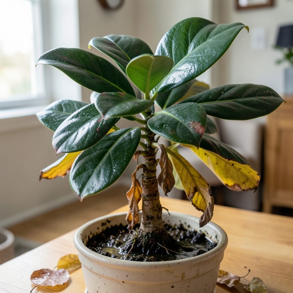 What Does An Overwatered Rubber Plant Look Like: Wilting Leaves With Soggy Soil What Does An Overwatered Rubber Plant Look Like: Wilting Leaves With Soggy Soil