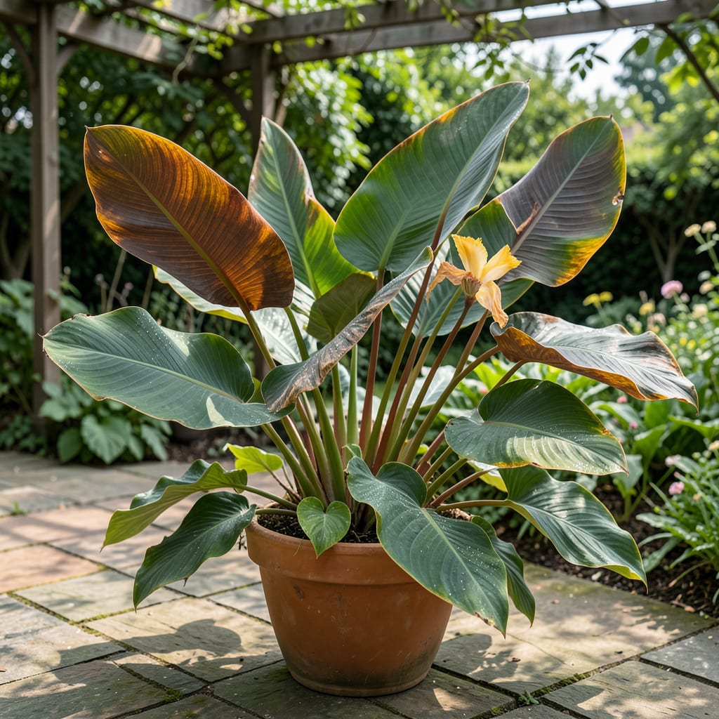 canna lily leaves turning brown illustration with key details