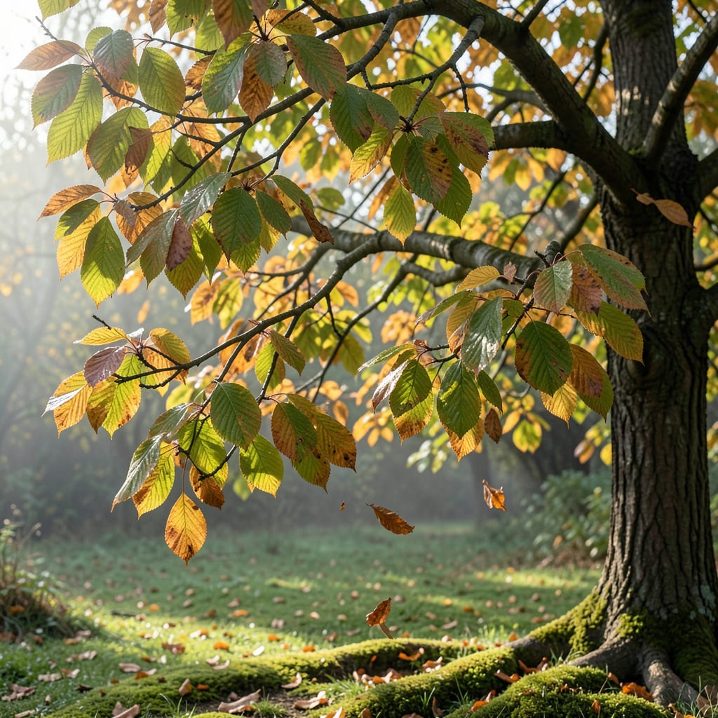 cherry tree leaves turning yellow and falling off illustration with key details