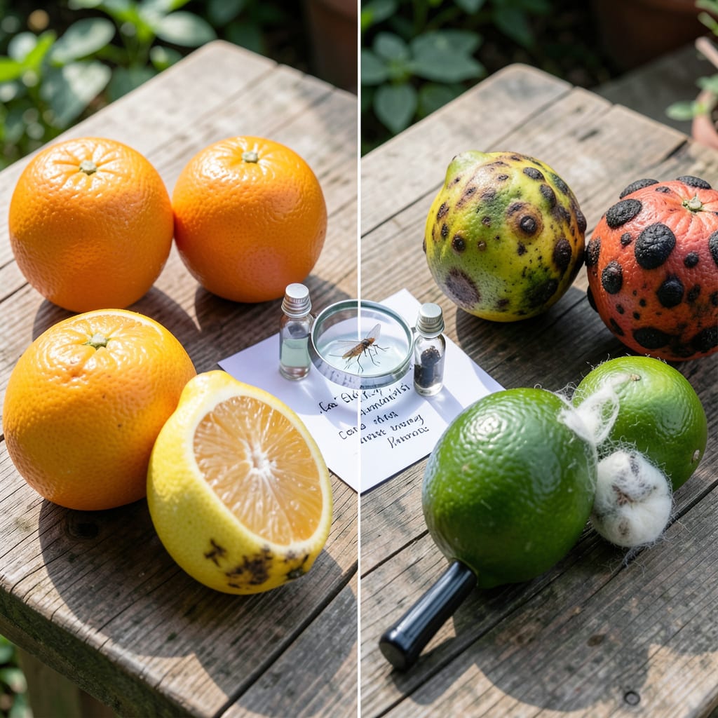 Citrus Pests And Diseases: Visual Guide to Safe Diagnosis and Organic Control example with annotations
