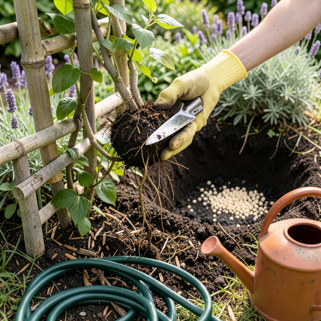Clematis Transplanting: Step by Step Guide for Thriving Vines example with annotations